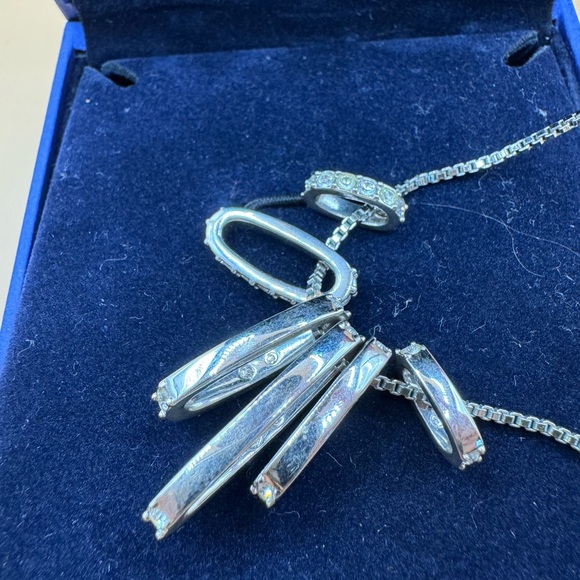 SALE Swarovski crystal hyperbola interchangeable hoop pendant silver necklace - Picture 6 of 11